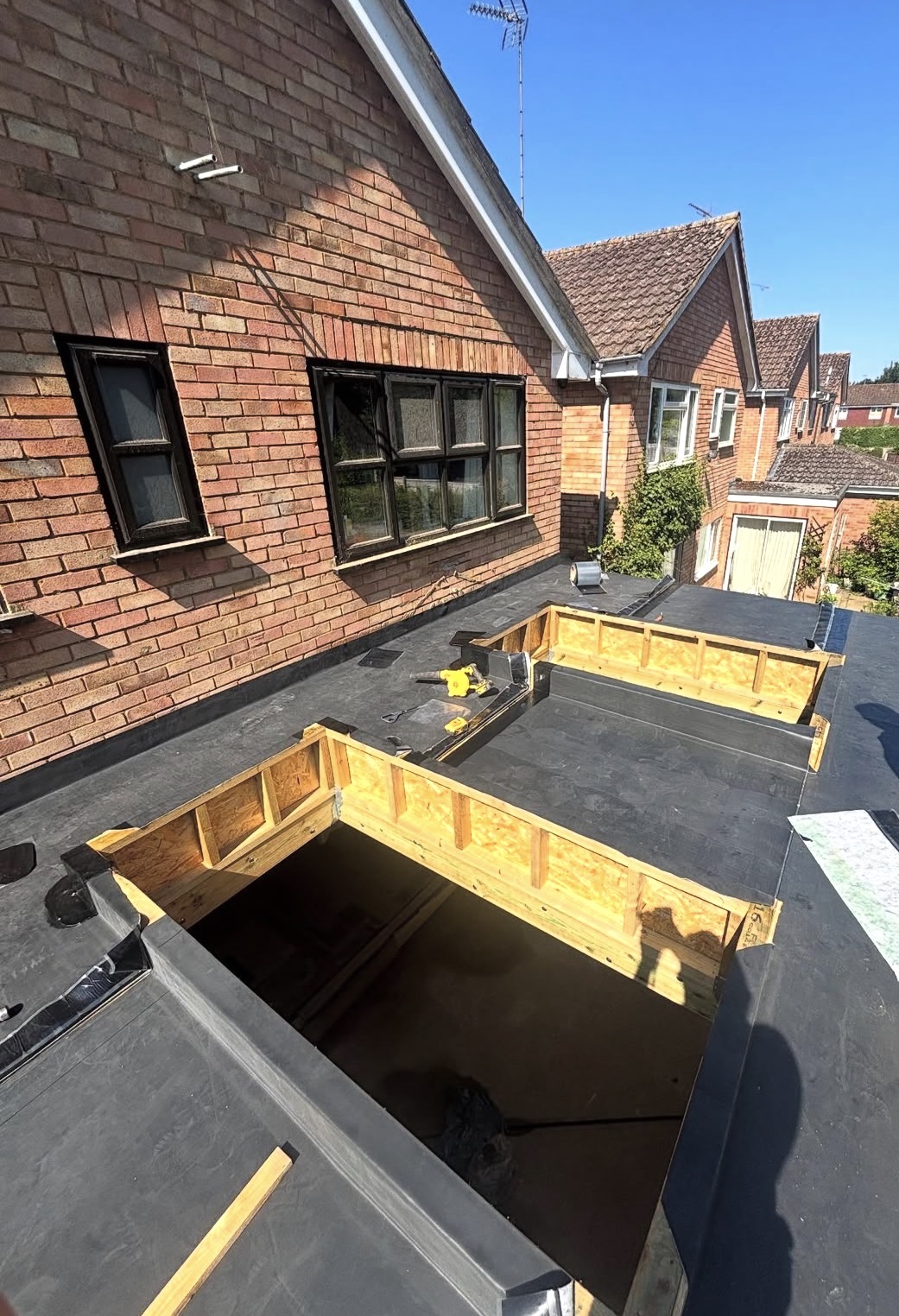 EPDM flat roof with roof lights
